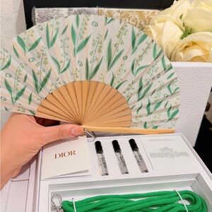 Dior Folding Fan LUCKY with Green Strap & Mini Sensu gift w/purchase 2024 set.